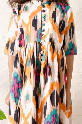 Multicolor senorita ikat kurta set