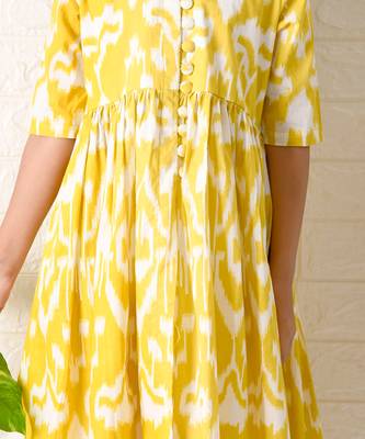 Yellow sunflower ikat kurta set 5