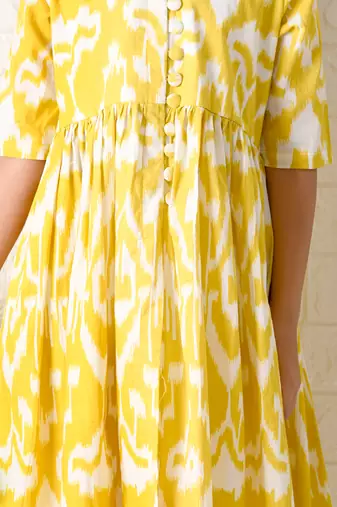 Yellow sunflower ikat kurta set
