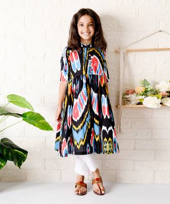 Multicolor nightfall ikat kurta set 1