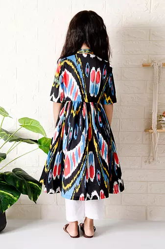 Multicolor nightfall ikat kurta set