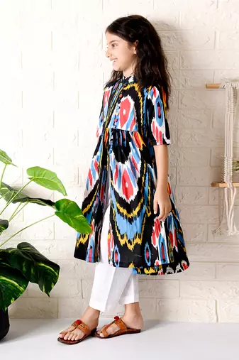 Multicolor nightfall ikat kurta set