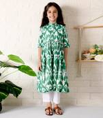 Green kale ikat kurta set