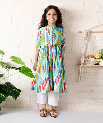Multicolor cassata ikat kurta set 1