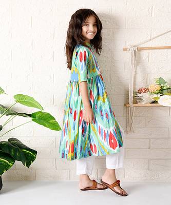 Multicolor cassata ikat kurta set 3