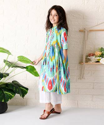 Multicolor cassata ikat kurta set 4