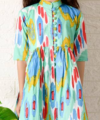Multicolor cassata ikat kurta set 5