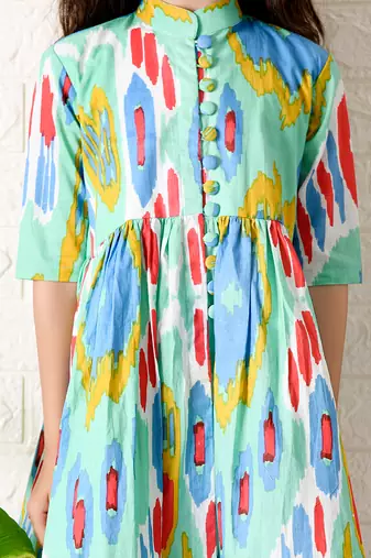 Multicolor cassata ikat kurta set