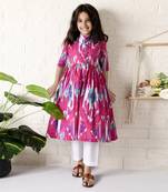 Pink strawberry ikat kurta set