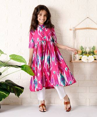 Pink strawberry ikat kurta set 2