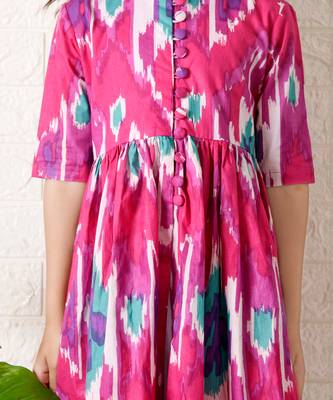 Pink strawberry ikat kurta set 5