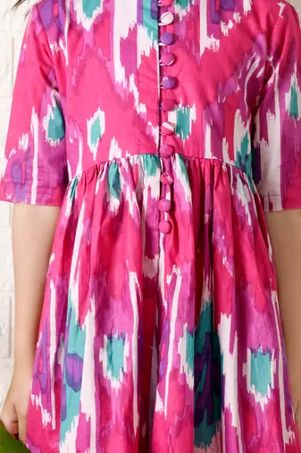 Pink strawberry ikat kurta set