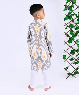 Grey figgy ikat kurta set 2
