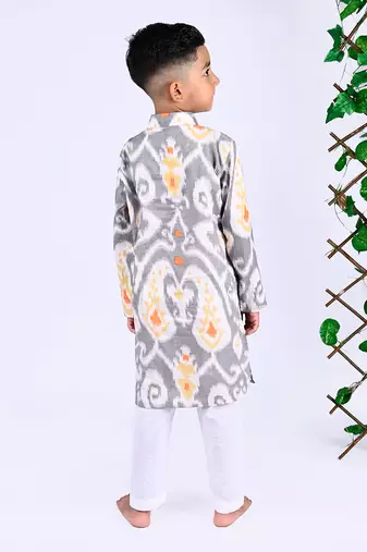 Grey figgy ikat kurta set