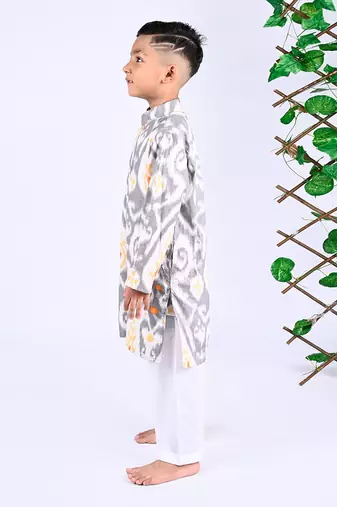 Grey figgy ikat kurta set