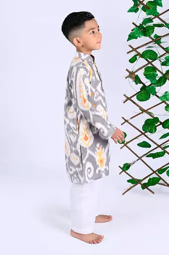Grey figgy ikat kurta set