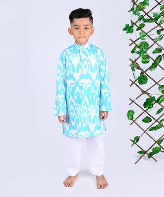 Blue air ikat kurta set 1