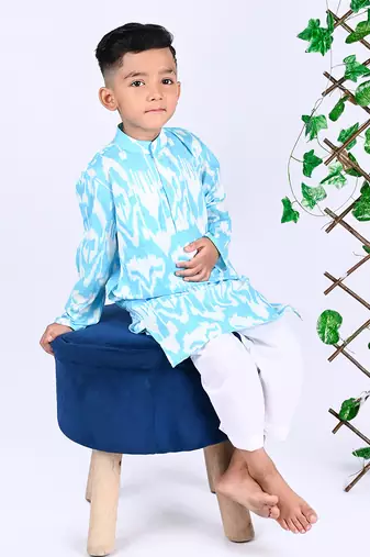 Blue air ikat kurta set