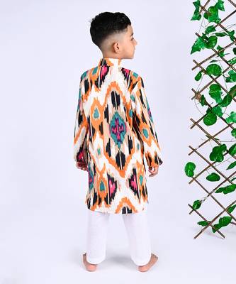 Multicolor toffee ikat kurta set 2