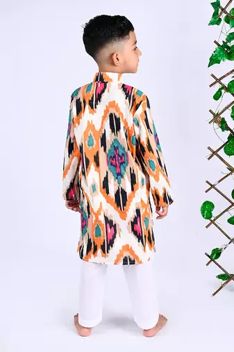 Multicolor toffee ikat kurta set