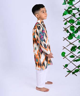 Multicolor toffee ikat kurta set 3