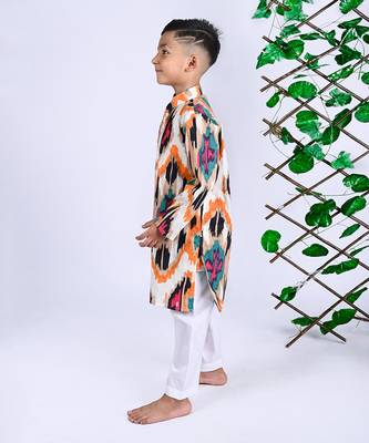 Multicolor toffee ikat kurta set 4