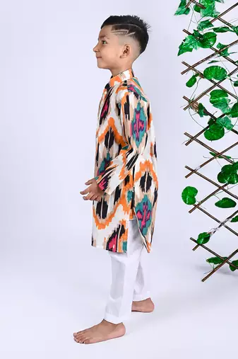 Multicolor toffee ikat kurta set