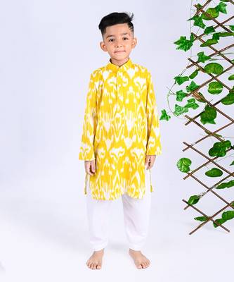 Yellow sun ikat kurta set 1