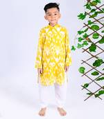 Yellow sun ikat kurta set
