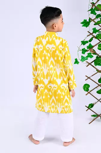 Yellow sun ikat kurta set