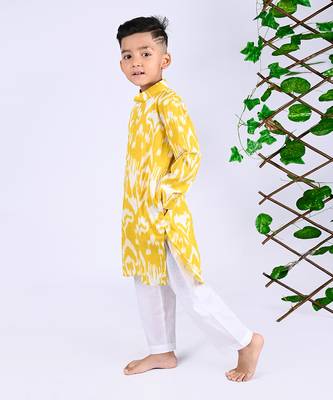Yellow sun ikat kurta set 4