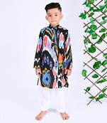 Multicolor crater ikat kurta set