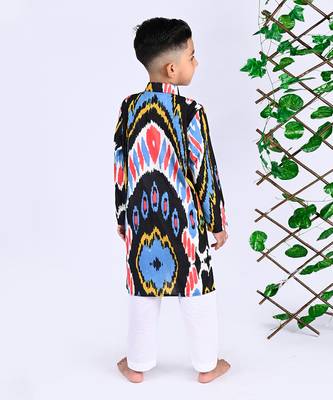Multicolor crater ikat kurta set 2