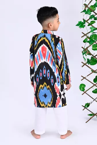 Multicolor crater ikat kurta set