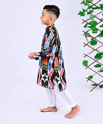 Multicolor crater ikat kurta set 3