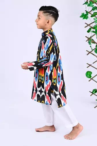 Multicolor crater ikat kurta set