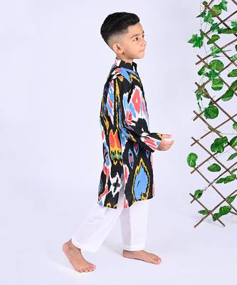 Multicolor crater ikat kurta set 4