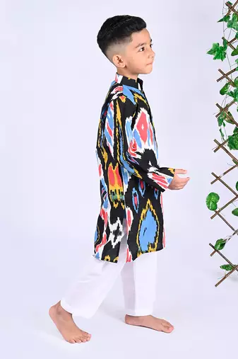 Multicolor crater ikat kurta set
