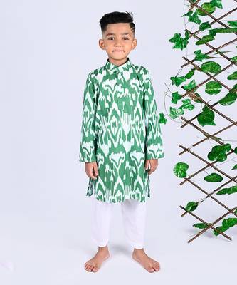 Green peas ikat kurta set 1