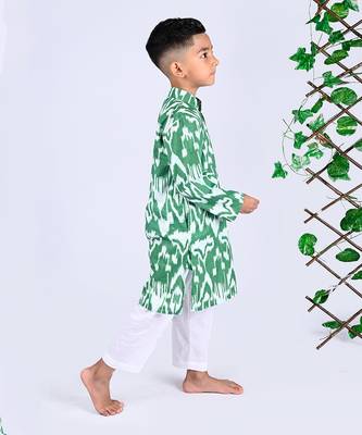 Green peas ikat kurta set 3