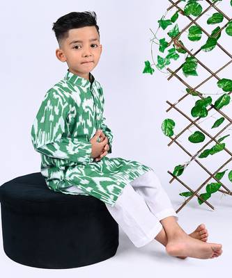 Green peas ikat kurta set 5