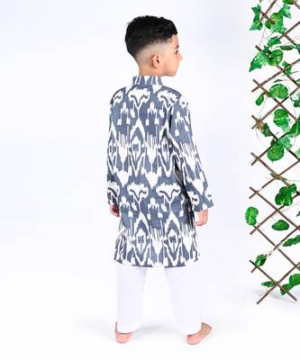 Grey orb ikat kurta set 2