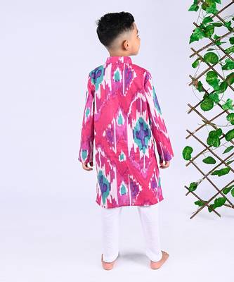 Pink raspberry ikat kurta set 2