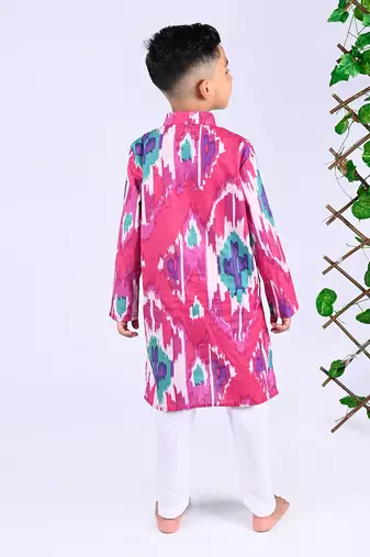 Pink raspberry ikat kurta set