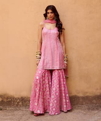 Mauve pink crepe kurta set 1