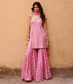 Mauve pink crepe kurta set