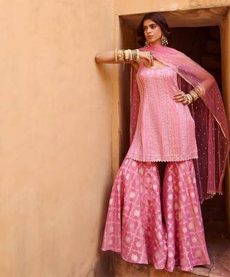 Mauve pink crepe kurta set 2
