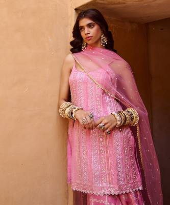Mauve pink crepe kurta set 3