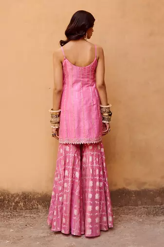Mauve pink crepe kurta set