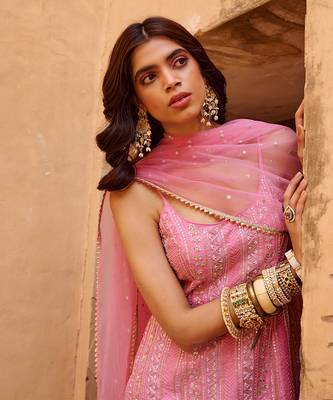 Mauve pink crepe kurta set 5